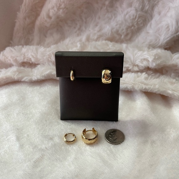 MIA FIORE Made In Italy 14kt Gold Polished Thick Chunky Huggie Earrings - Picture 13 of 13